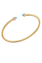 Classic Cablespira Bracelet, 18k Yellow Gold With Blue Topaz And Diamonds